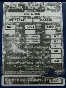 Used ajax 5250000 btu boiler 2011  data plate 1